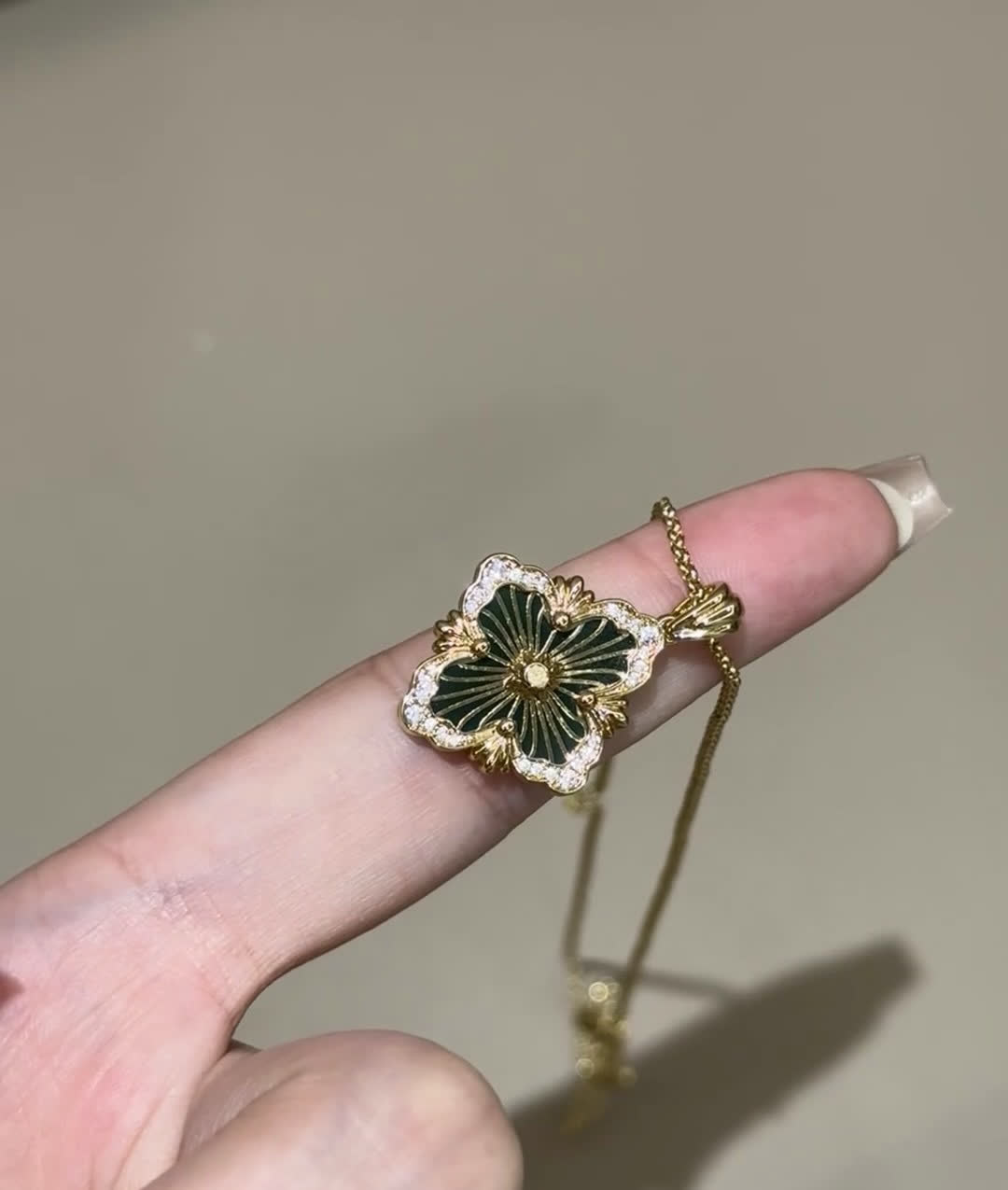 Van Cleef & Arpels Enamel Flower Pendant Necklace